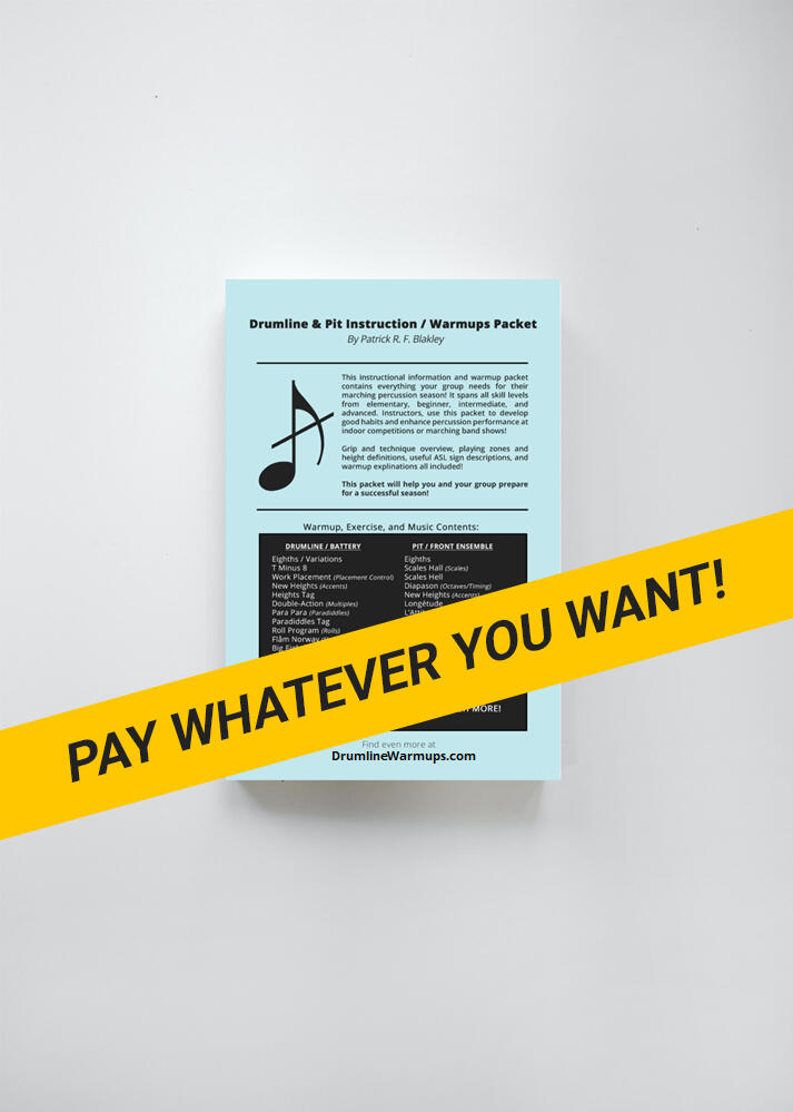 Drumline Warmup Packet Cover Pre-built drumline instruction packet cover